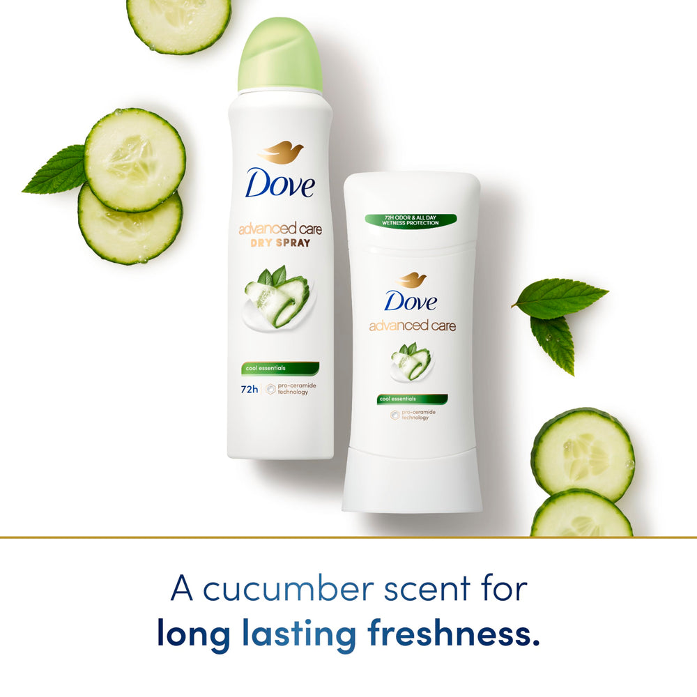 Dove Advanced Care vegan and alcohol-free formula emphasizing kind-to-skin care.