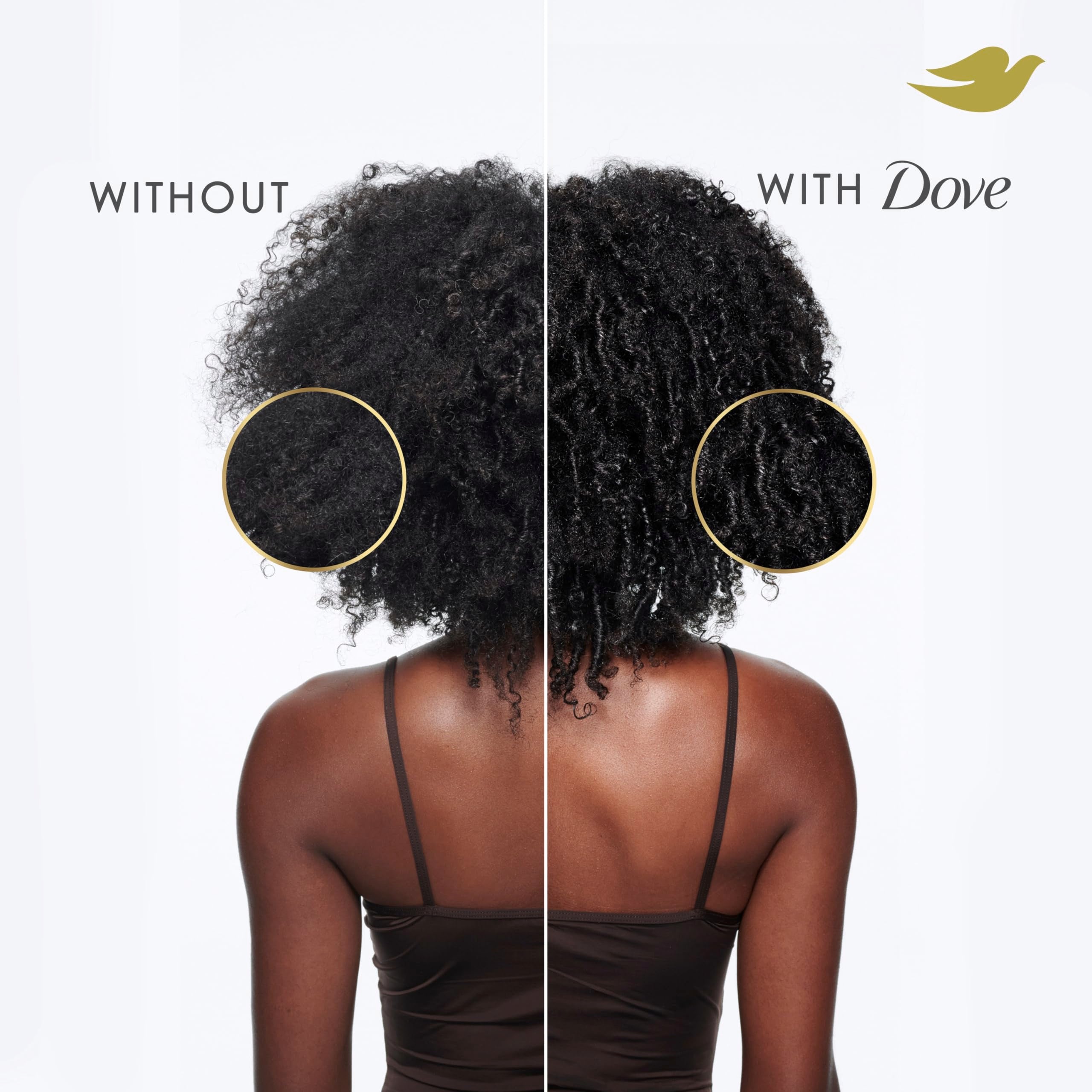 Dove Amino Curl Cream on air-dried curls for soft definition.