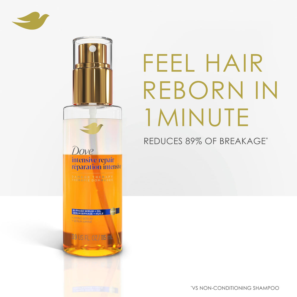 Dove Anti-Frizz Shield on hair indicates all-day control.