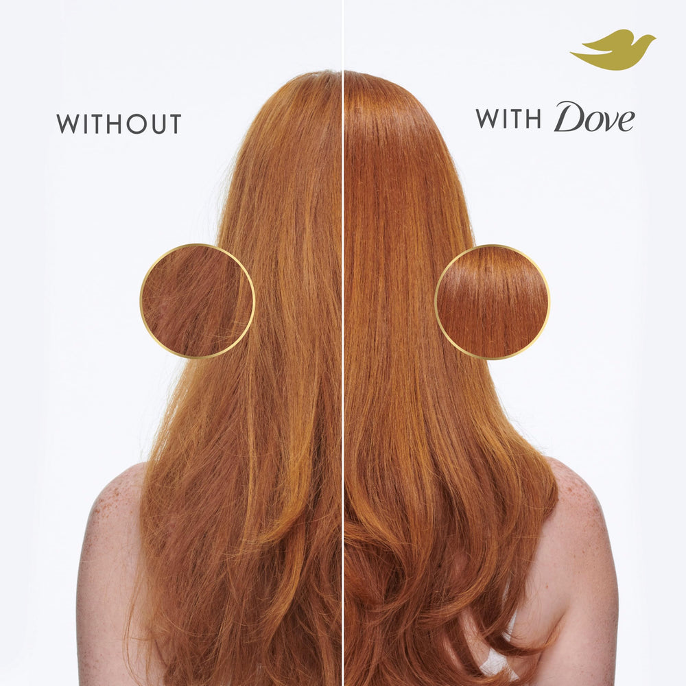 Dove Biotin benefits graphic emphasizes stronger-feeling hair with each wash.