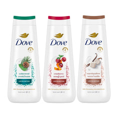 Dove Body Wash 3-Count Mixed Pack shown on shelf for renewed skin cleansing