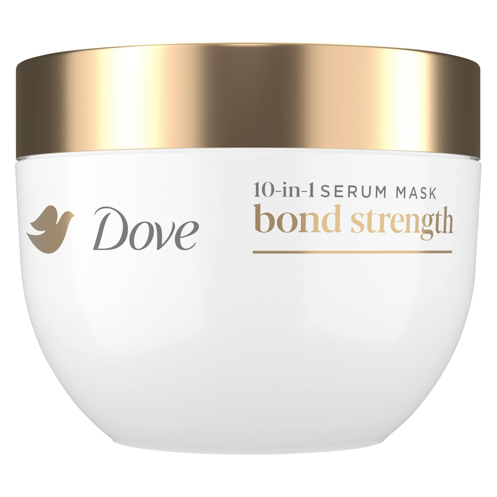 Dove Bond Strength serum mask bottle close-up highlighting luxurious texture