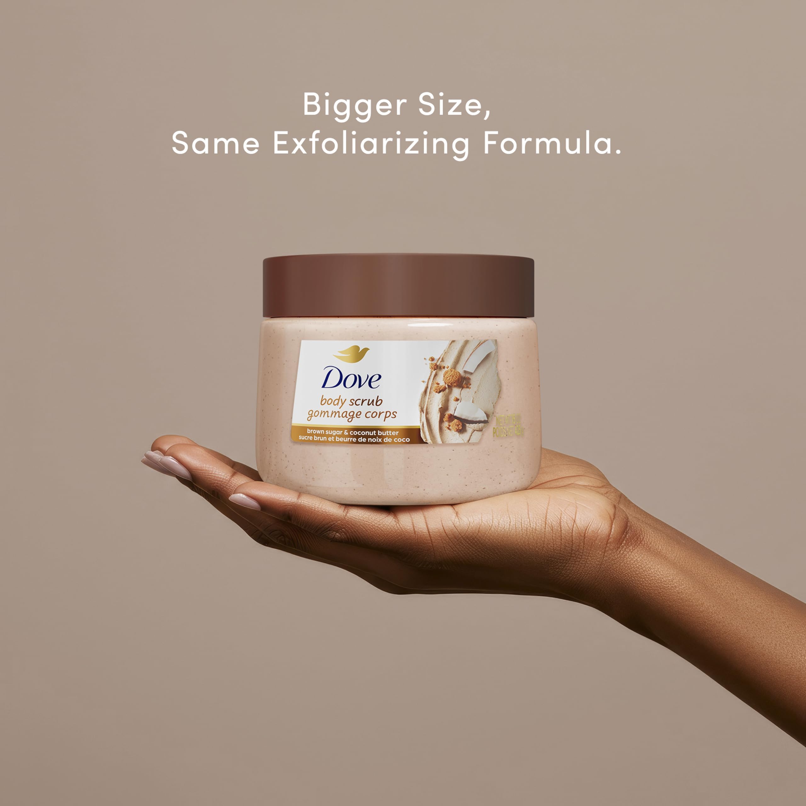 Dove Brown Sugar Coconut Butter Scrub close-up texture highlighting creaminess