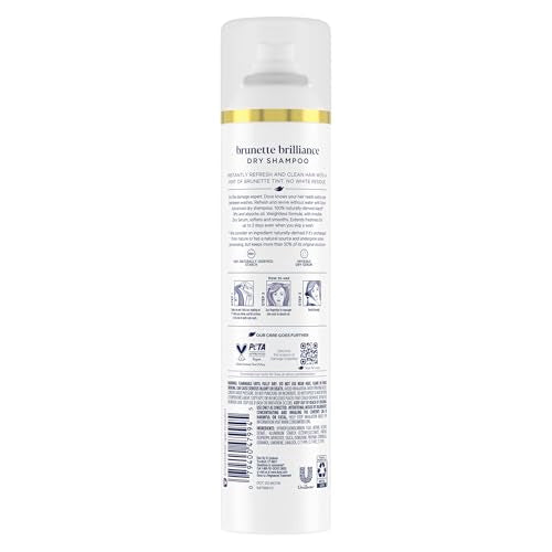 Dove Brunette Brillance dry shampoo front view shows compact packaging.