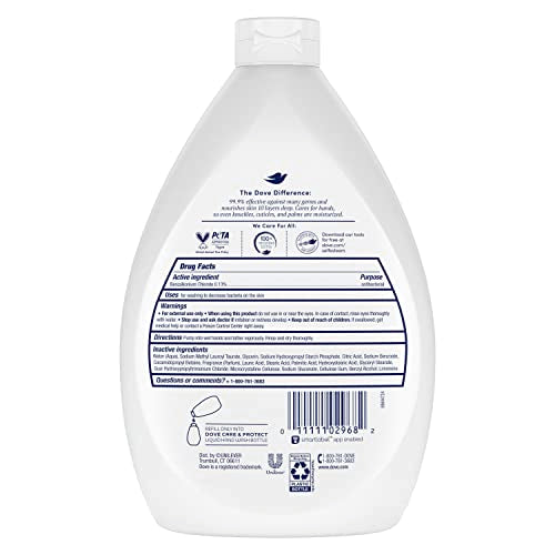 Dove Care & Protect antibacterial hand wash foamy lather on hands.