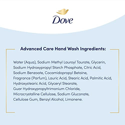 Dove Care & Protect antibacterial hand wash three-pack display for home use.