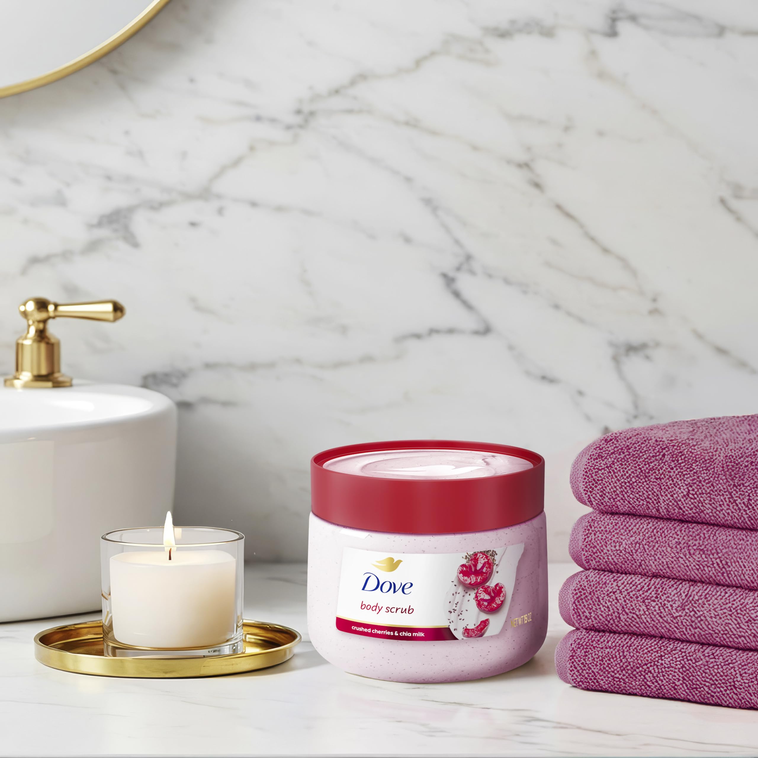Recycled jar packaging of Dove Exfoliating Scrub highlights sustainability