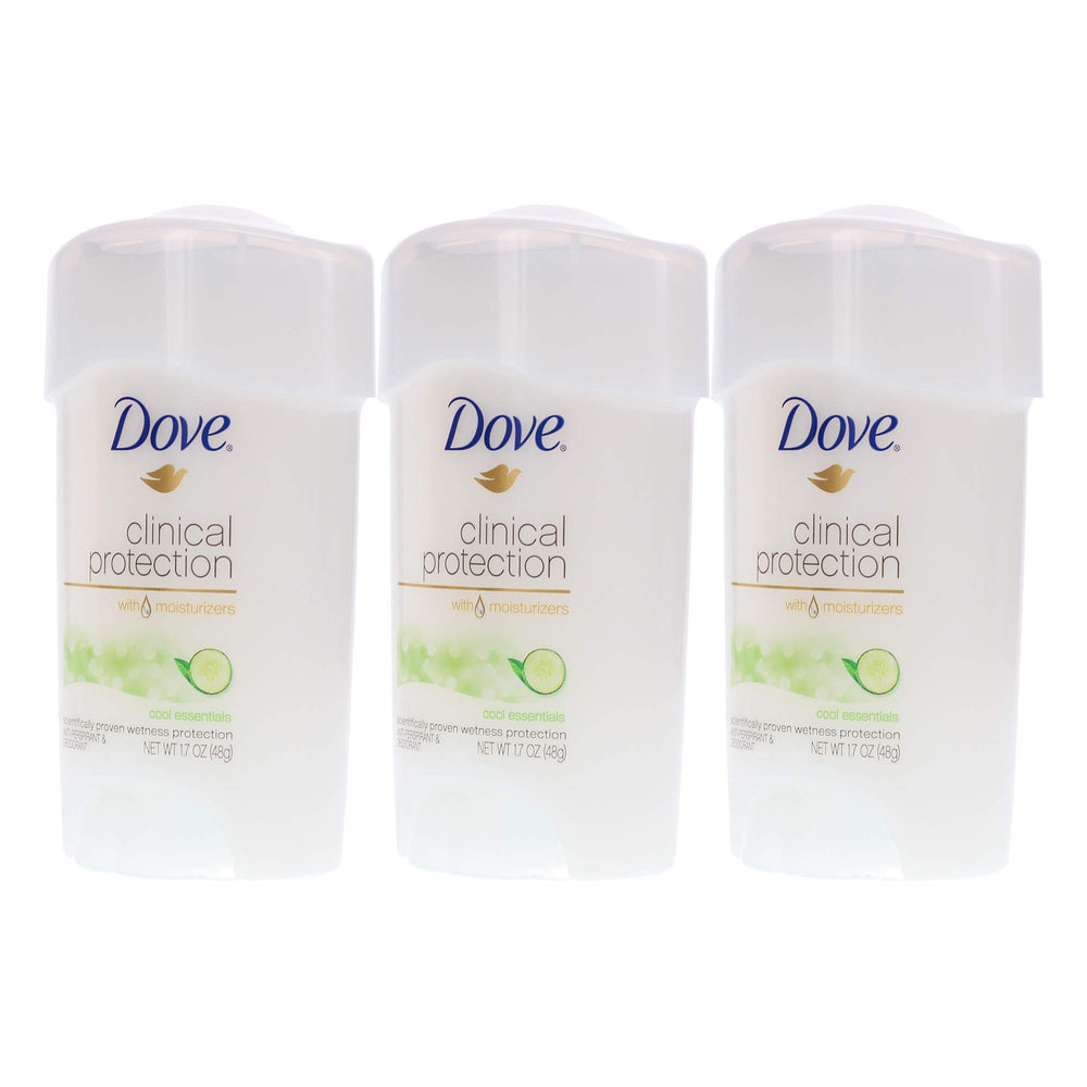 Dove Clinical Protection bottle angled shows discreet, long-lasting protection on busy days.