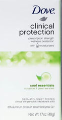 Dove Cool Essentials scent with cucumber and green tea for a fresh daytime feel.