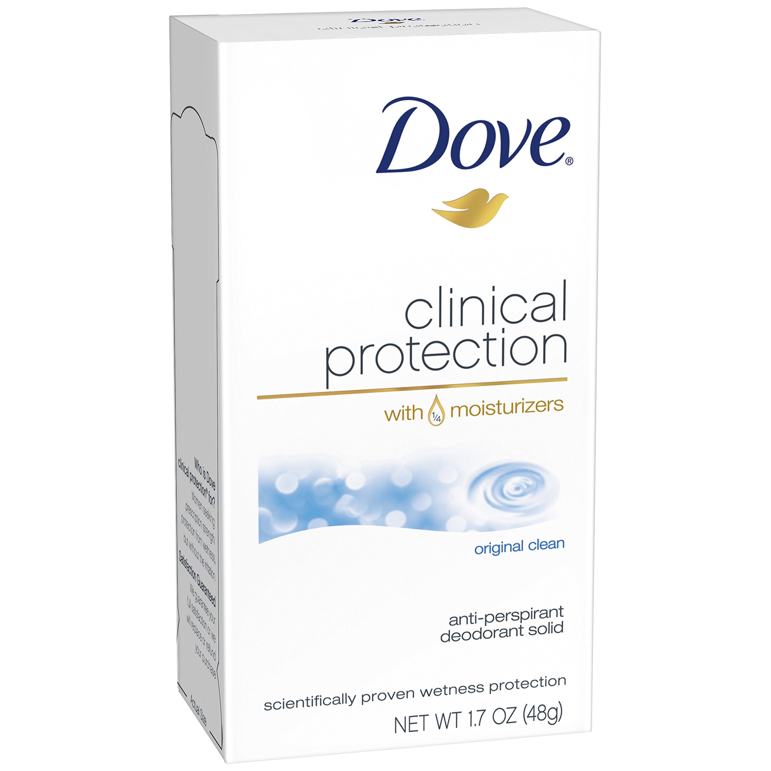 Dove Clinical Protection Original Clean 1-7 oz stick close-up for daily protection.