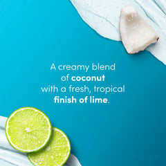 Dove Coconut and Lime exfoliating cream formula nourishes skin while removing dull surface.