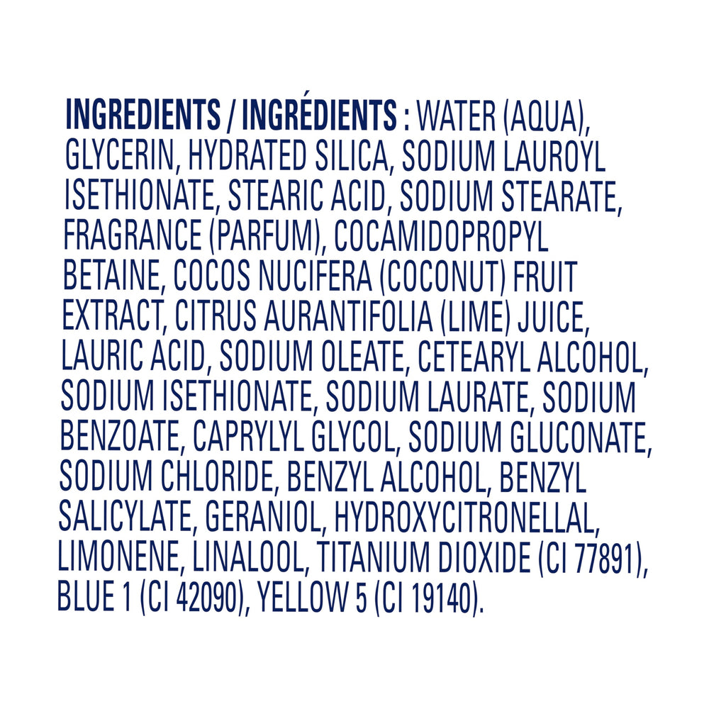 Dove Coconut and Lime body scrub used 3–4 times weekly for beach-ready skin prep.