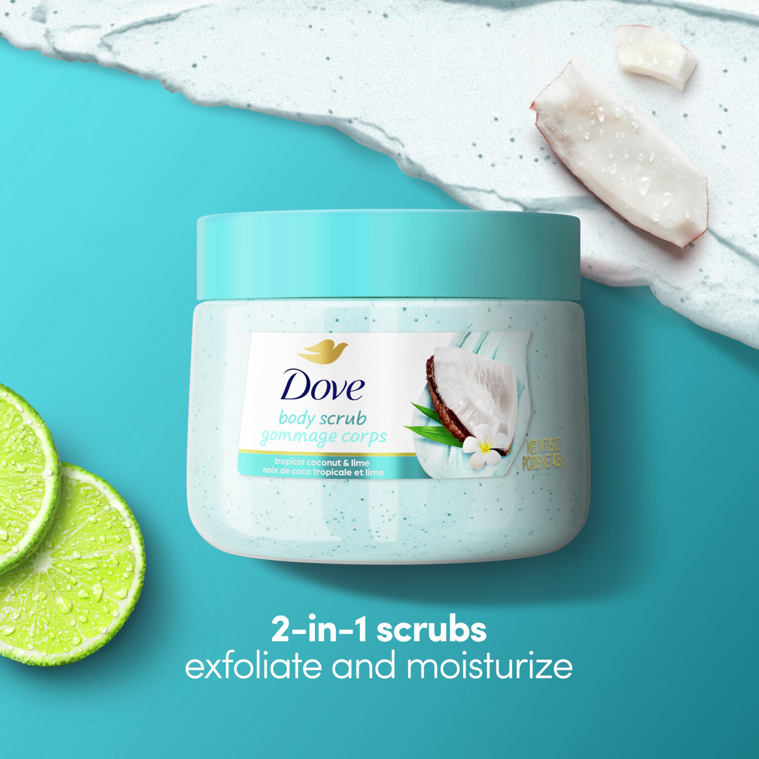 Dove Coconut and Lime fragrance evokes tropical coconut and lime during showers.