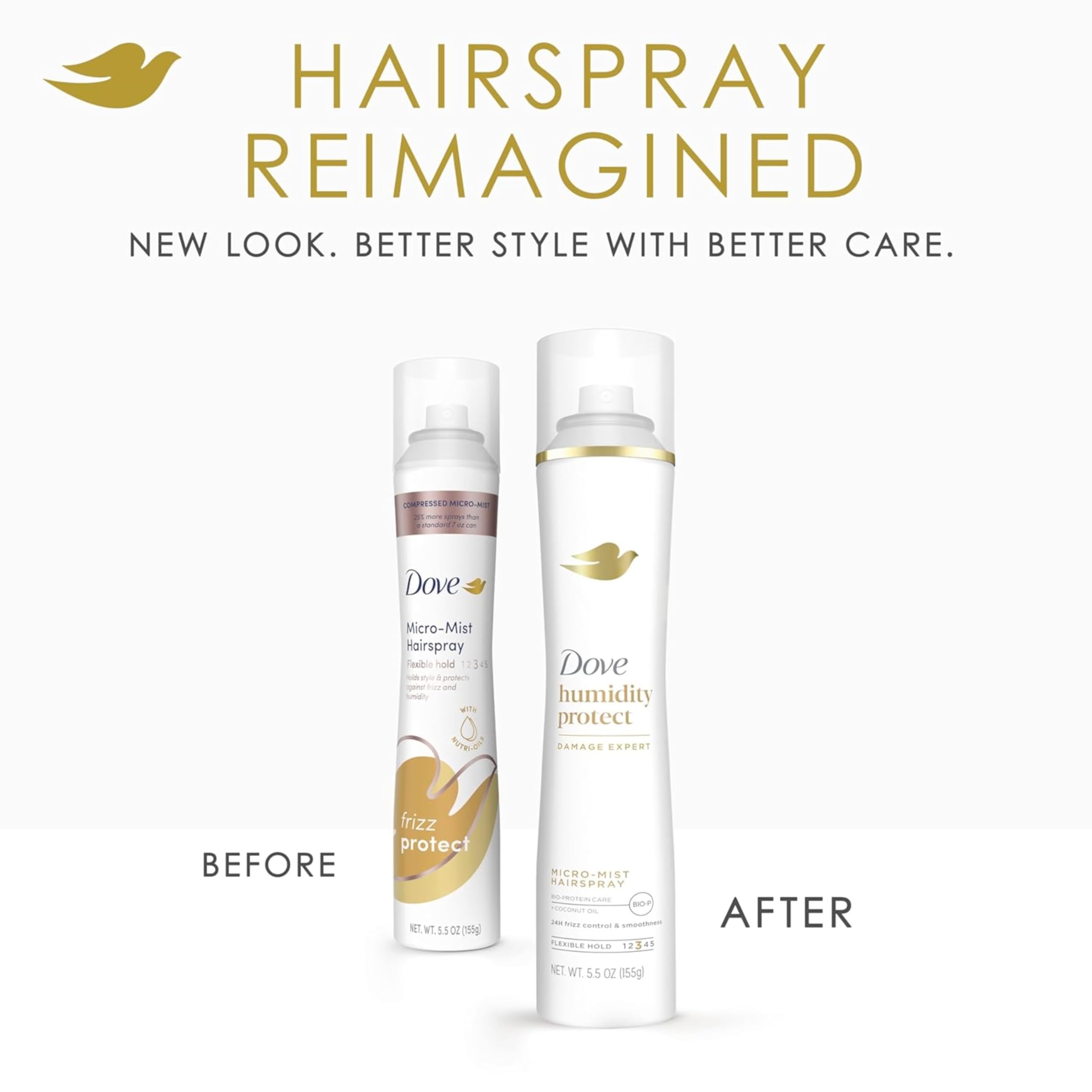 Dove coconut oil enriched formula bottle softens and smooths hair.