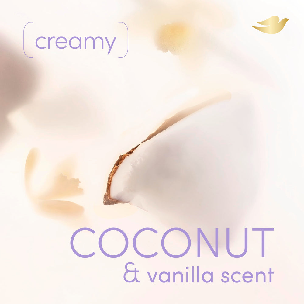 Dove coconut-vanilla scent notes offer fresh daytime fragrance.