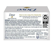 Dove Cream Beauty Bar 25g bar front view for travel use.