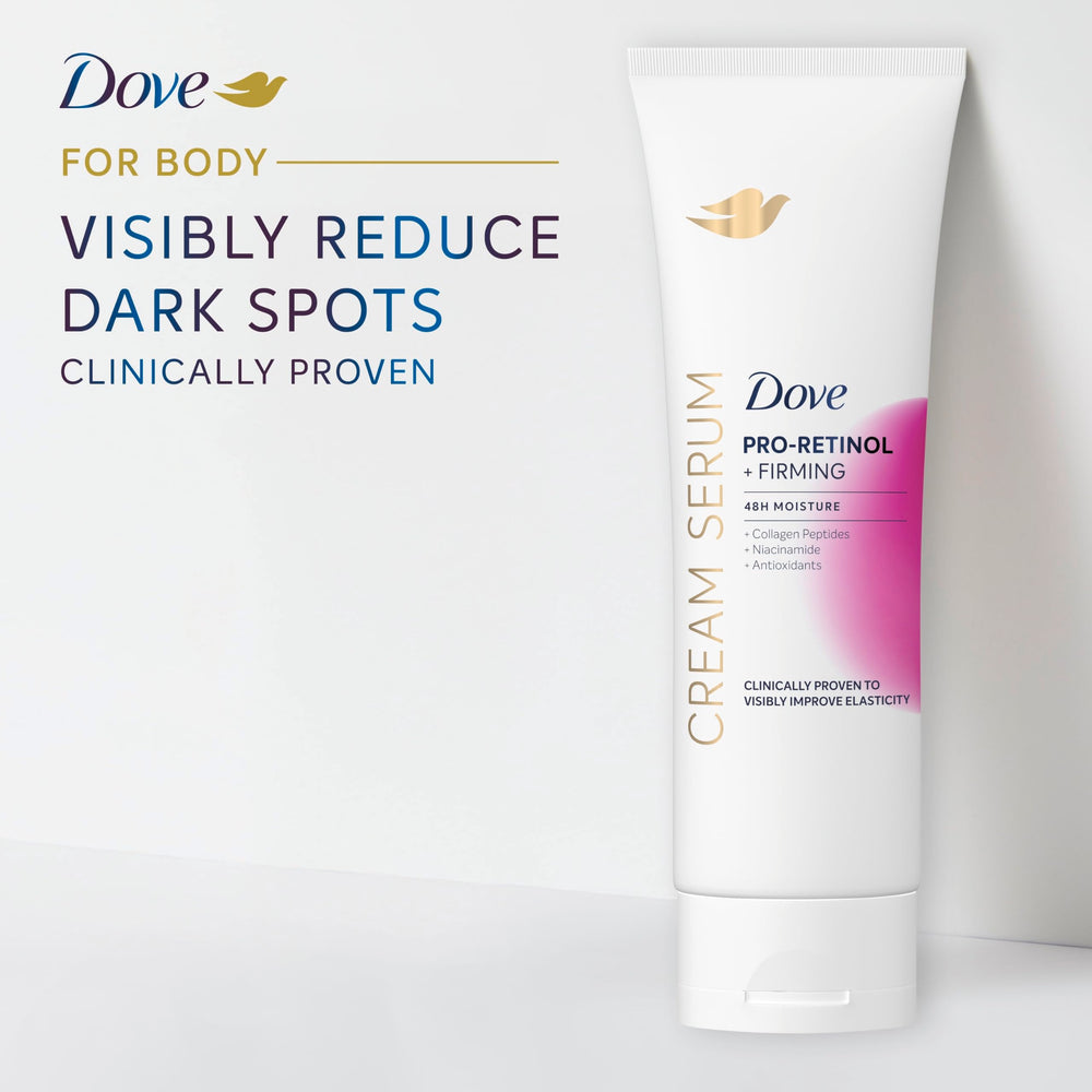 Dove Cream Serum Pro-Retinol hydration glow on the skin.