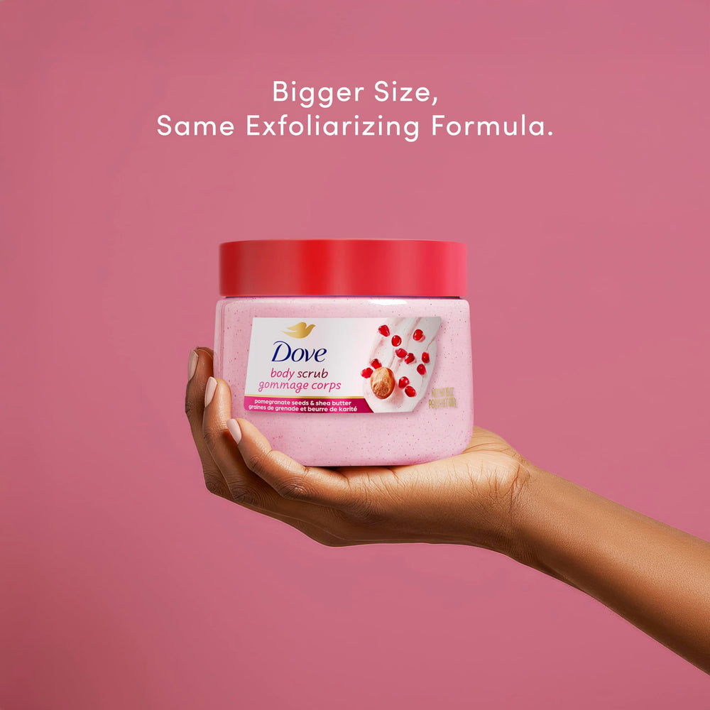 Creamy Dove scrub lather gliding on wet skin in the shower.