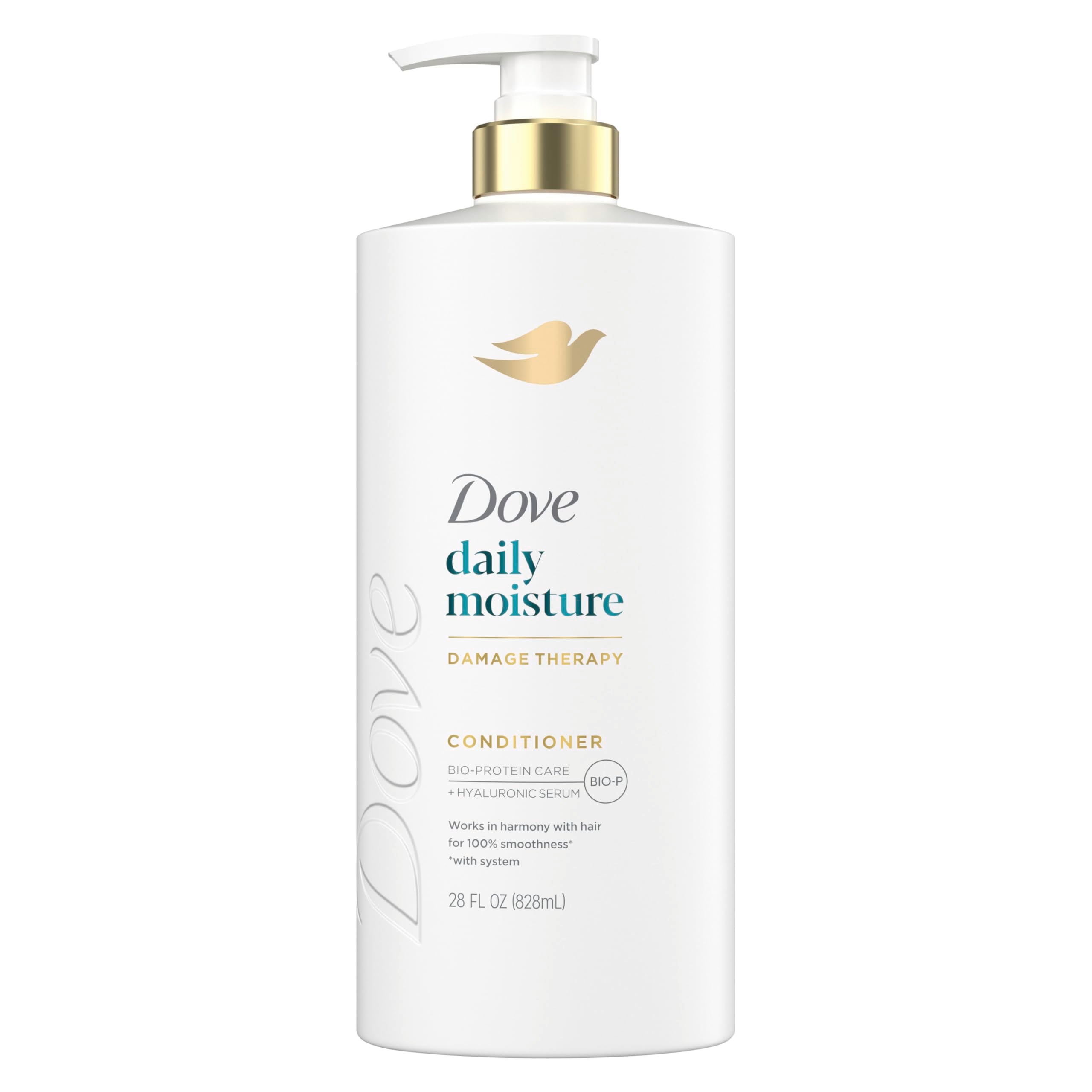 Dove Daily Moisture Conditioner bottle highlights hydration benefits.