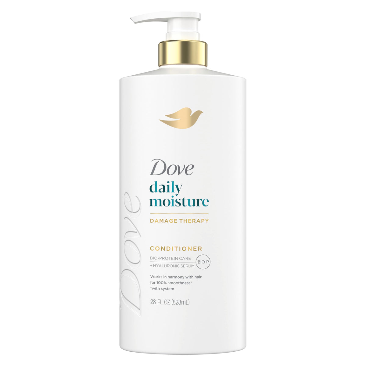 Dove Daily Moisture Conditioner bottle highlights hydration benefits.
