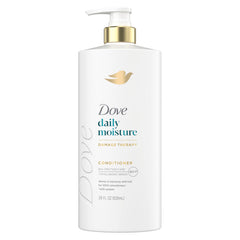Dove Daily Moisture Conditioner bottle highlights hydration benefits.