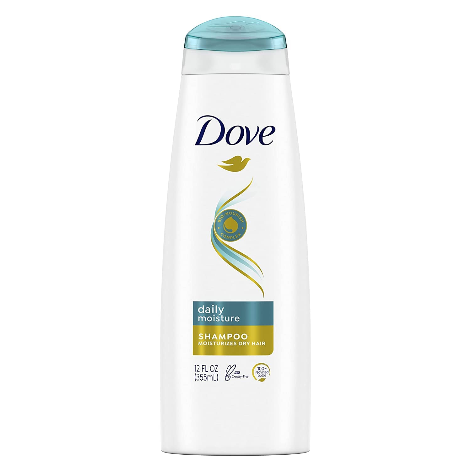 Dove Daily Moisture Shampoo bottle for daily nourishment and softness.
