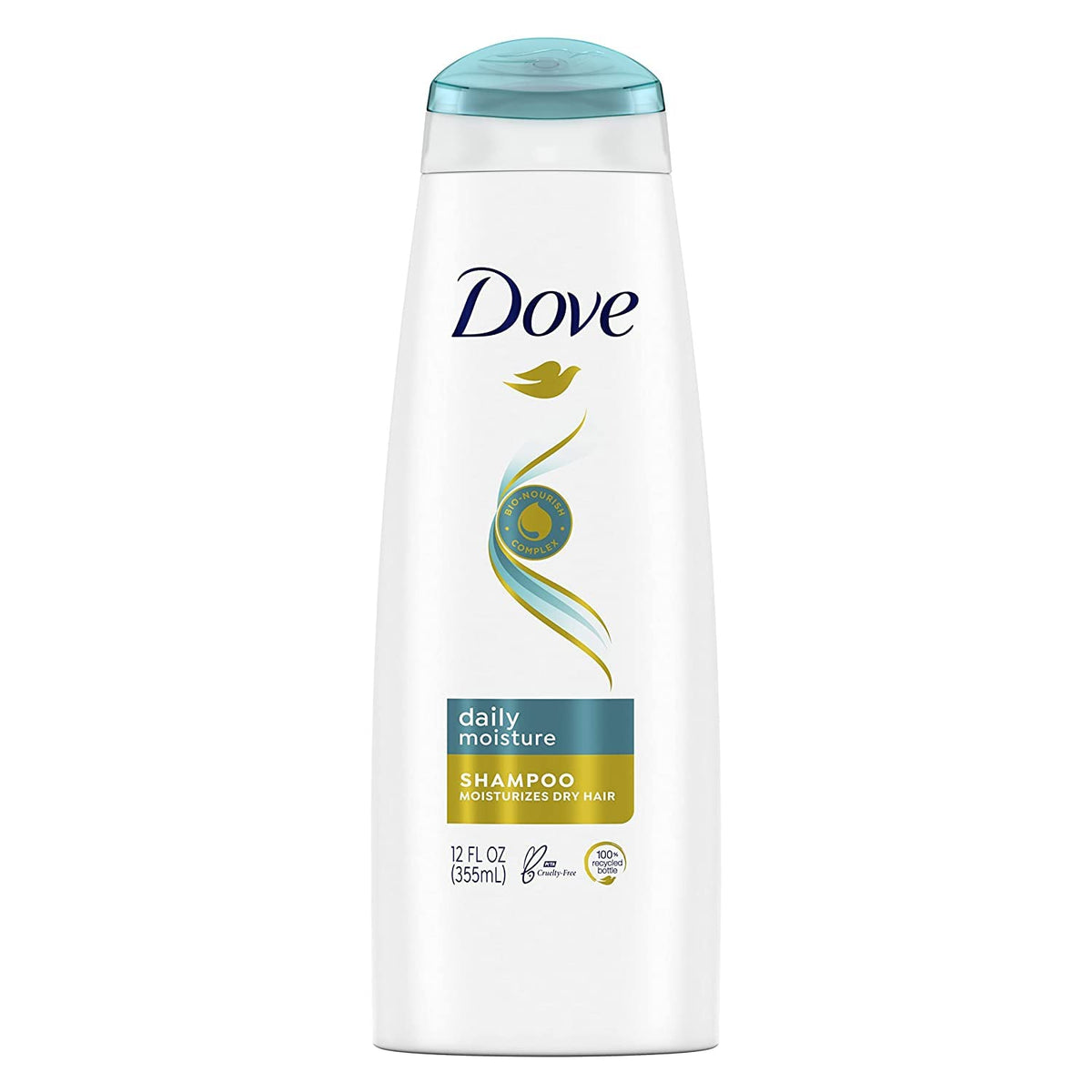 Dove Daily Moisture Shampoo bottle for daily nourishment and softness.