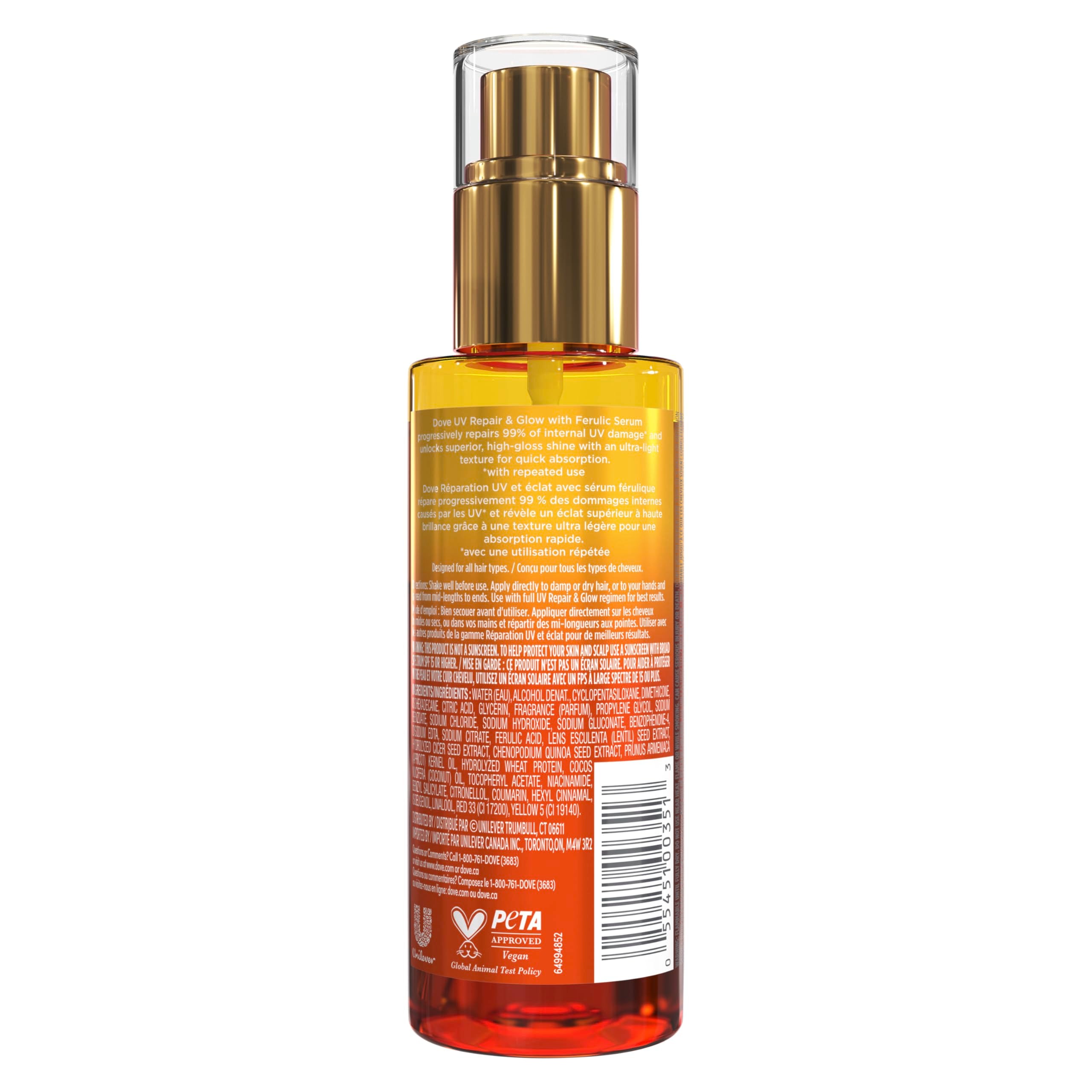 Dove Damage Therapy Defense biphasic serum pour highlights easy application from mid-lengths to ends.