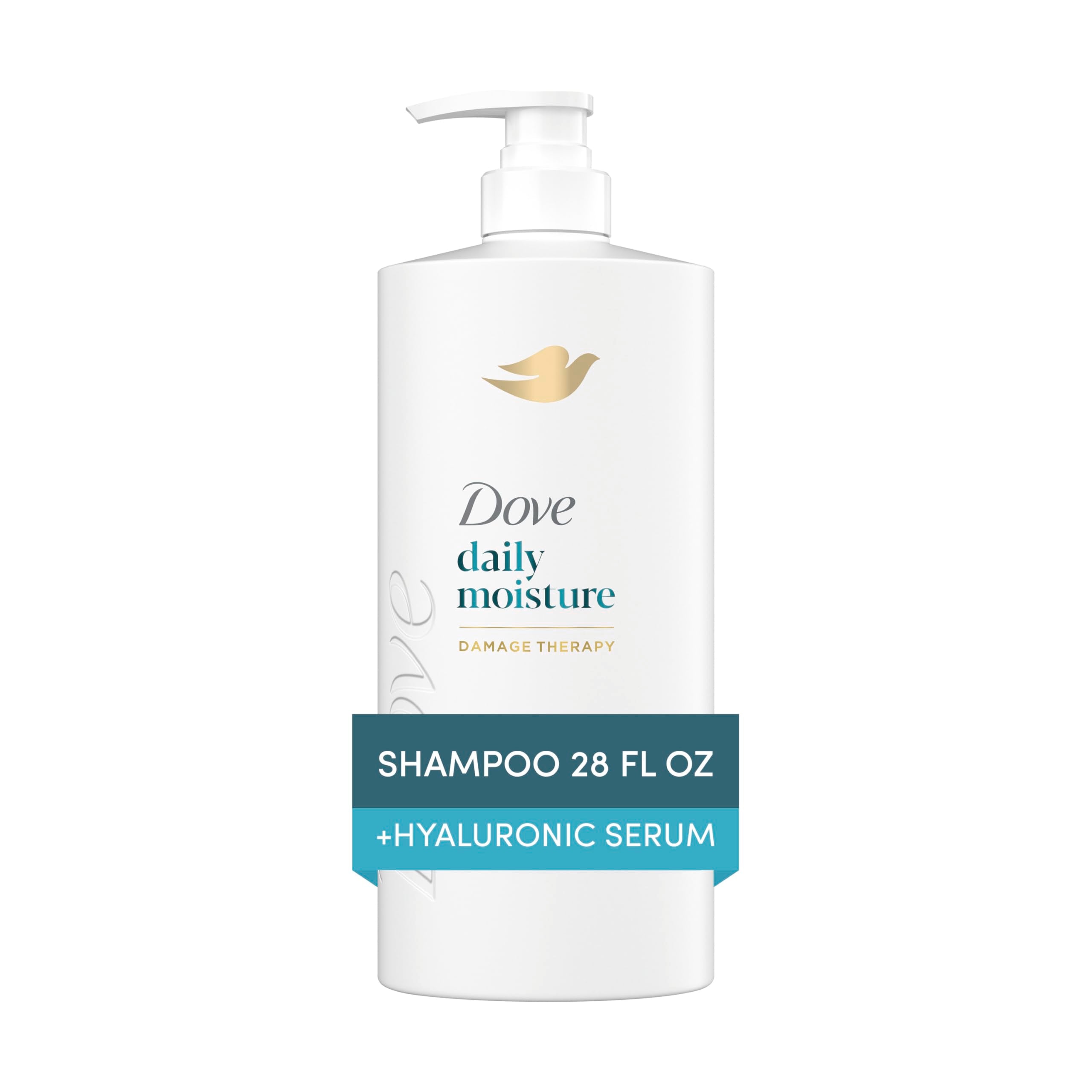 Dove Damage Therapy Shampoo pump action highlighting nourishing care for dry hair