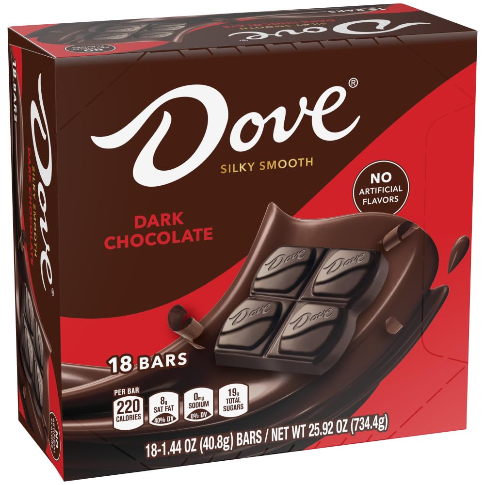 Dove dark chocolate bars, individually wrapped, ideal for quick sharing at gatherings.