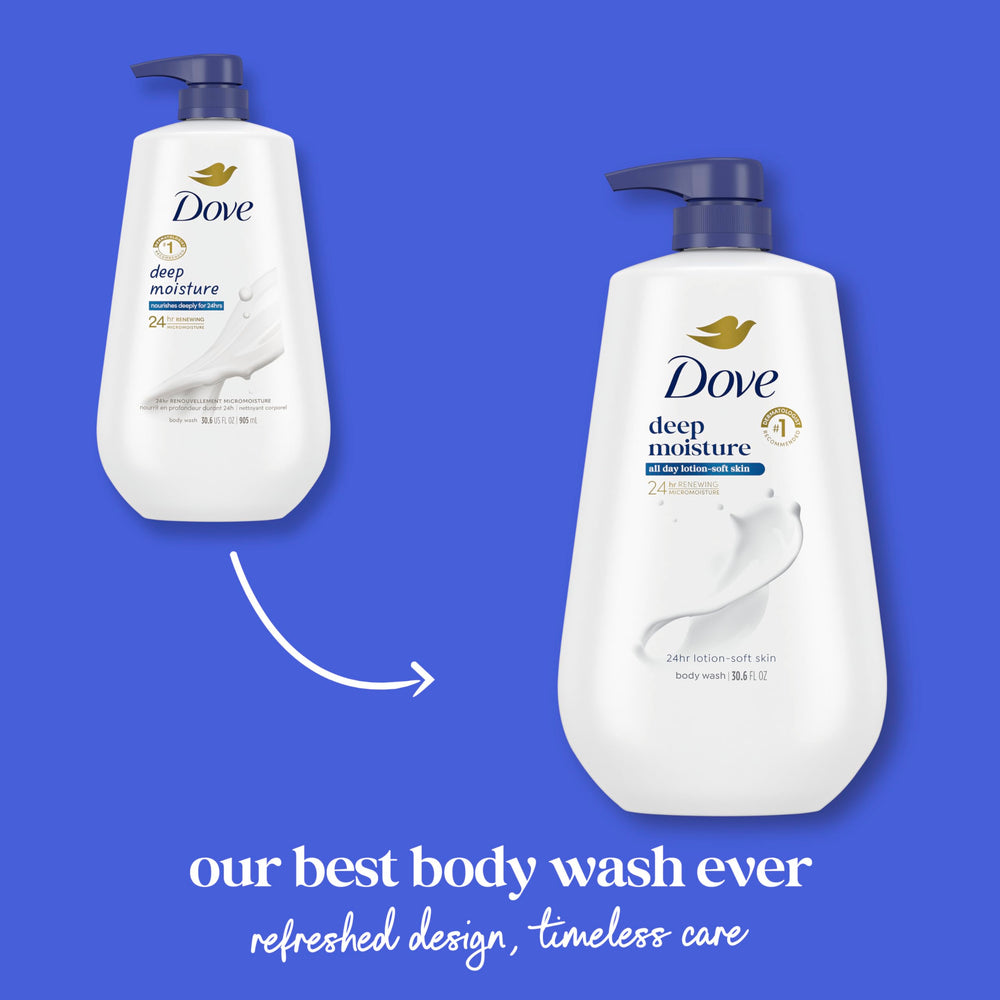 Dove Deep Moisture microdroplets closeup highlights micro moisturizers for deep hydration.