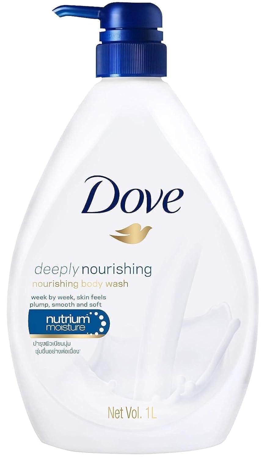 Dove Deeply Nourishing Body Wash bottle with pump for daily hydration and soft skin
