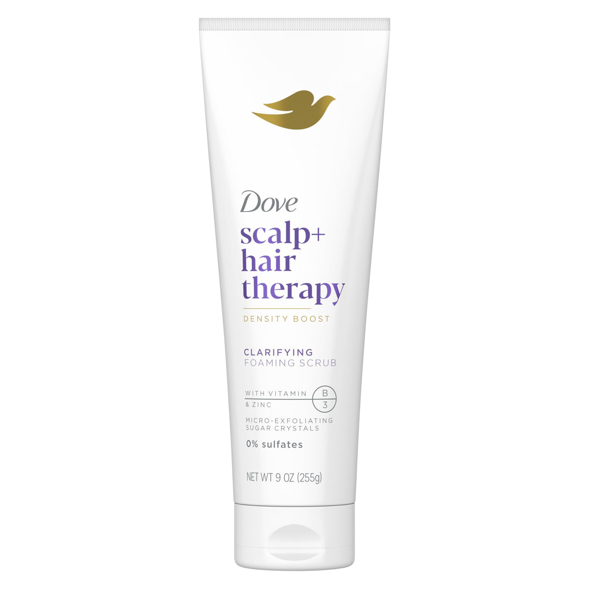 Dove Density Boost Clarifying Scrub for scalp foaming cleanses buildup gently.