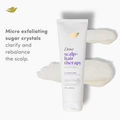 Dove scrub with Vitamin B3 and zinc nourishes the scalp during cleansing.