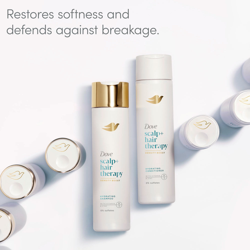 Dove Density Boost hair application hands show smoothing conditioner through strands