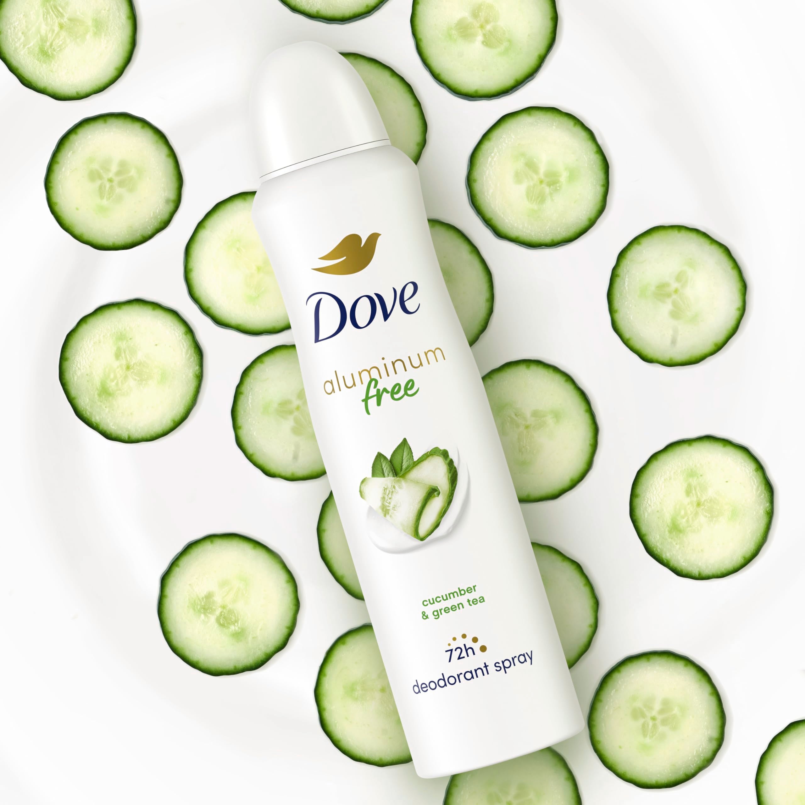 Dove cruelty-free badge and aluminum-free commitment.