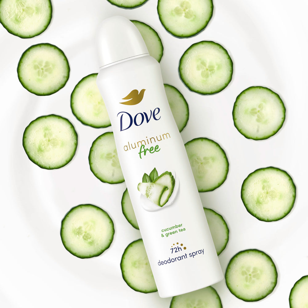 Dove cruelty-free badge and aluminum-free commitment.