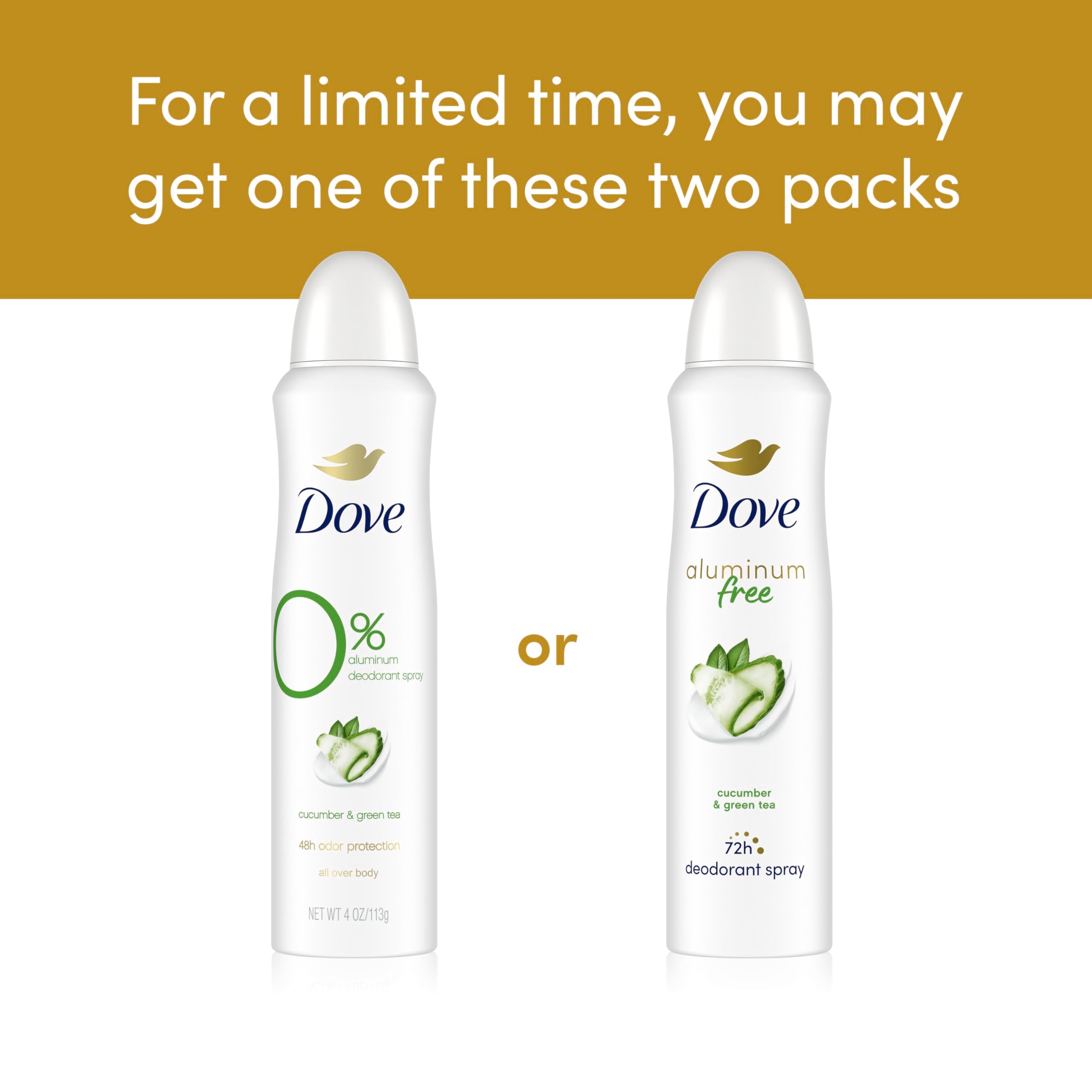 Dove spray applied six inches from underarm for fresh daytime protection.