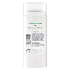 Dove aluminum-free deodorant stick shows smooth glide and residue-free wear.