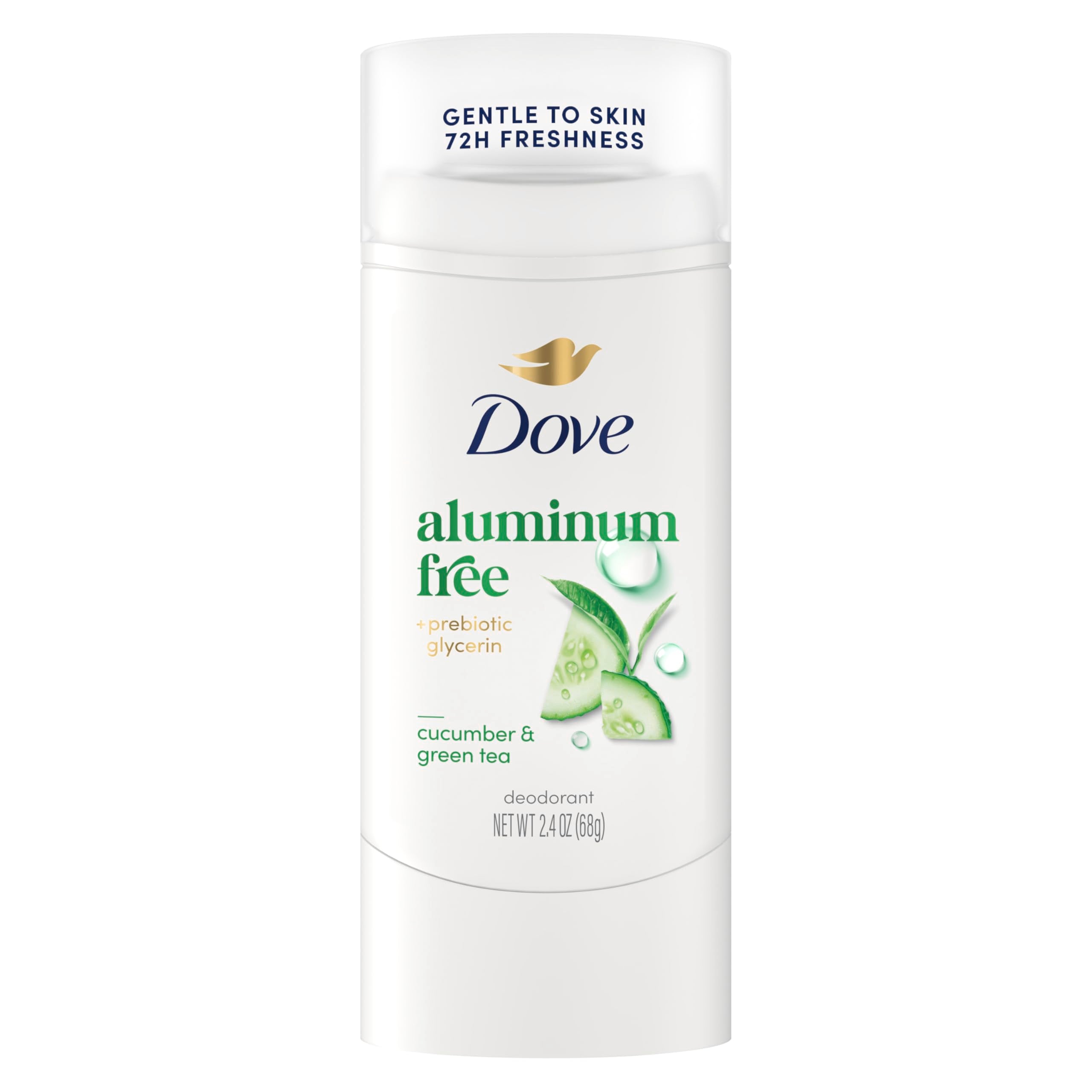Dove deodorant stick cucumber and green tea close-up for daily freshness and smooth application.