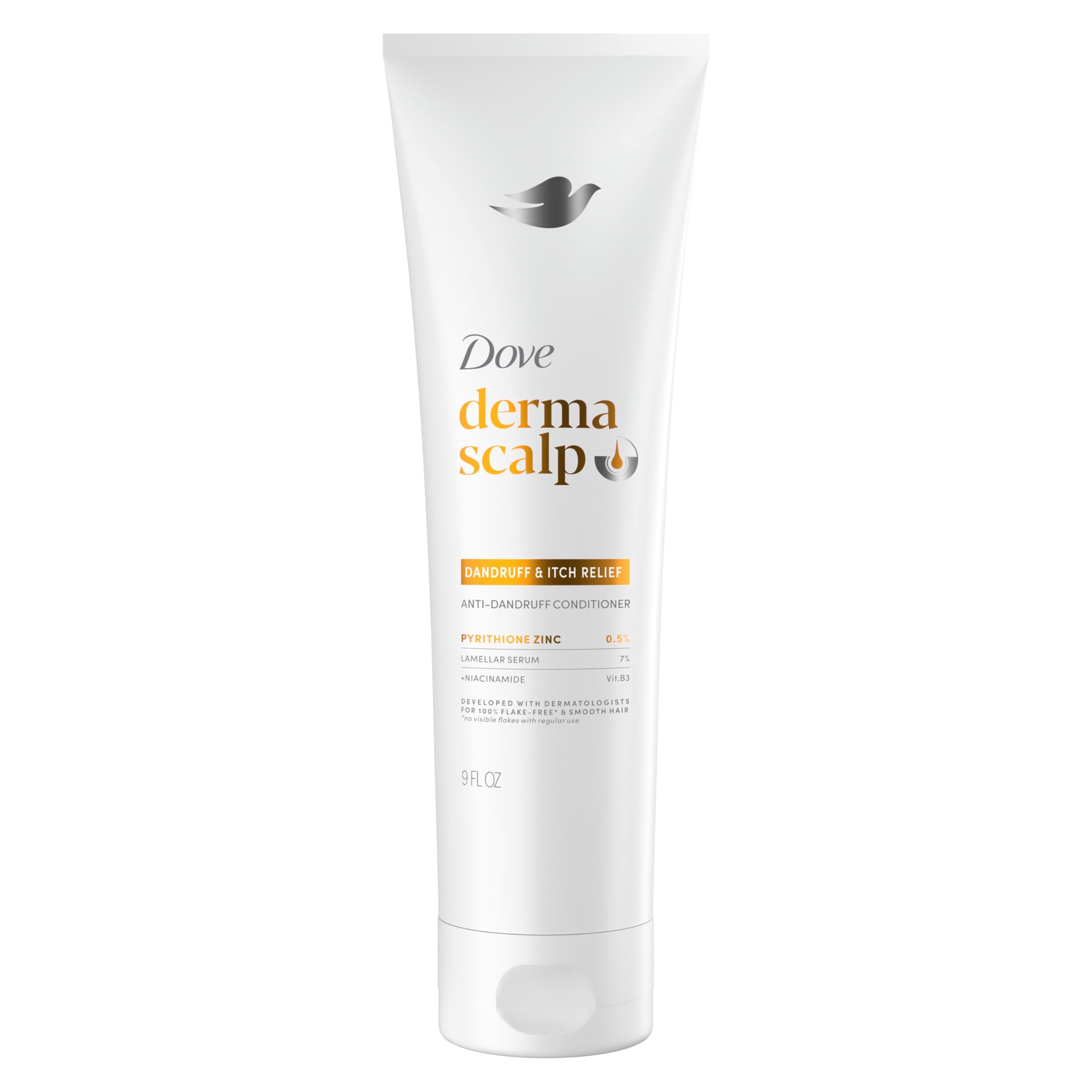 Dove Derma Scalp Conditioner bottle showing soothing scalp care and smooth hair