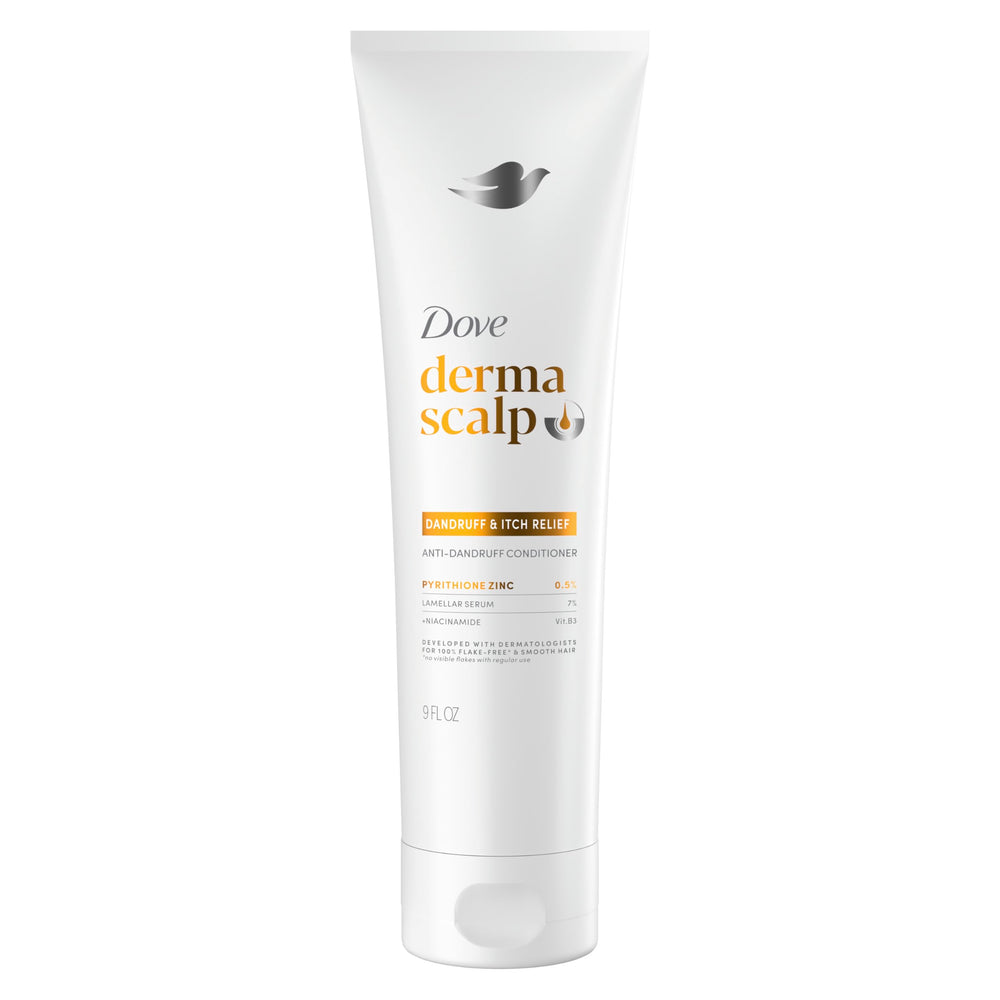 Dove Derma Scalp Conditioner bottle showing soothing scalp care and smooth hair
