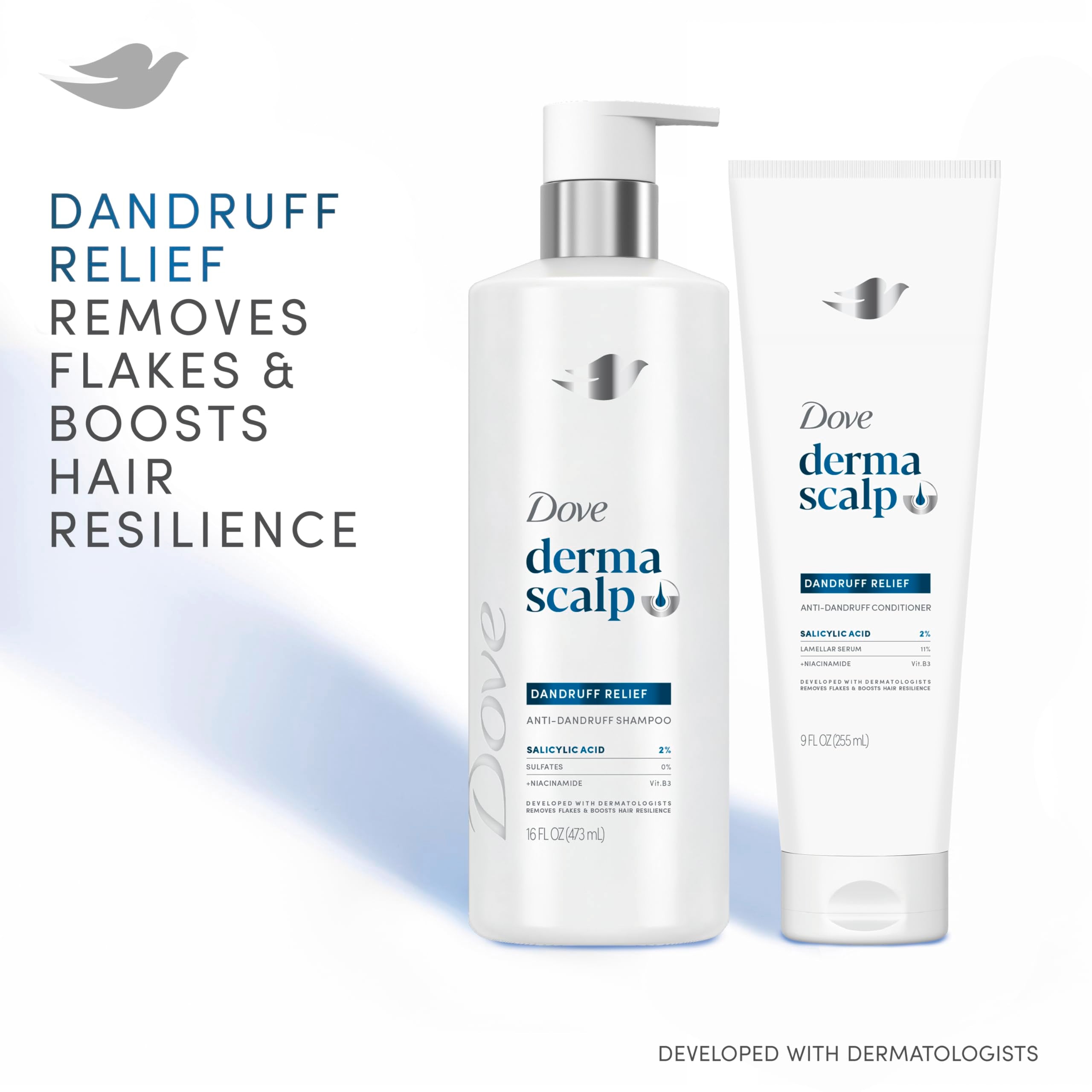 Dove Derma Scalp Conditioner lamellar serum close-up for moisture