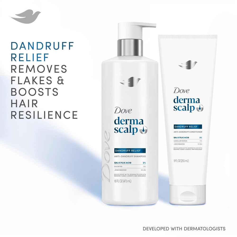 Dove Derma Scalp Dandruff Relief fiber resilience close-up shows stronger hair fibers