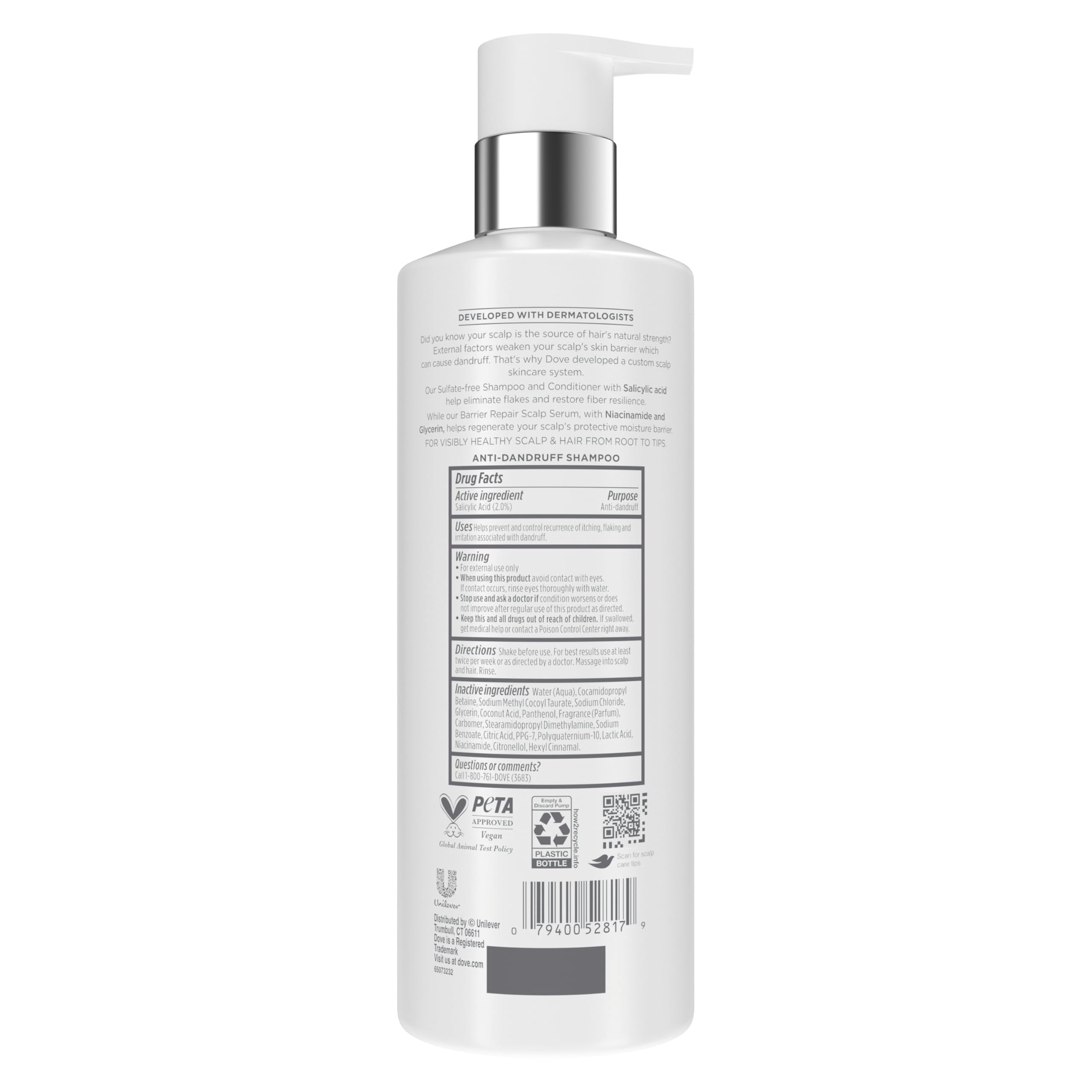 Dove Derma Scalp Dandruff Relief Shampoo foamy lather ready for even distribution