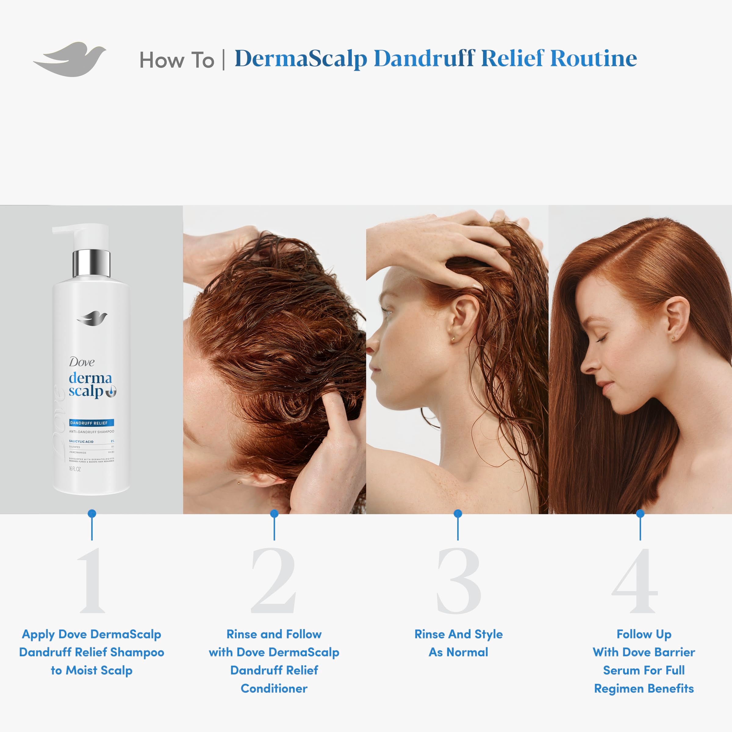 Dove Derma Scalp Dandruff Relief healthy-scalp scene suggesting calm, balanced scalp