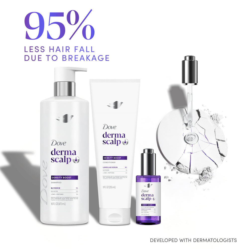 Dove Derma Scalp Density Boost peptides close-up on formula.