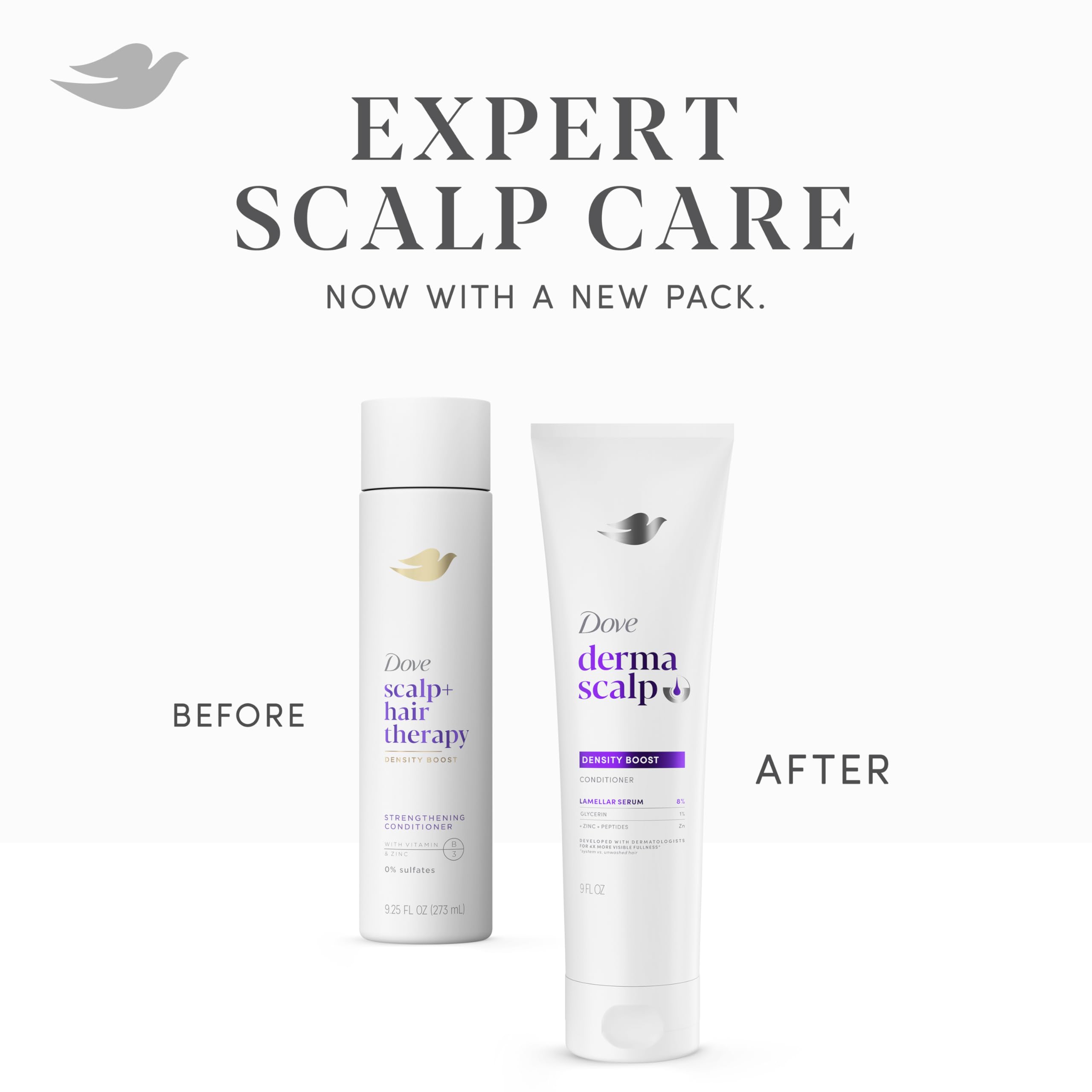 Dove Derma Scalp Density Boost strengthens hair from root to tip.
