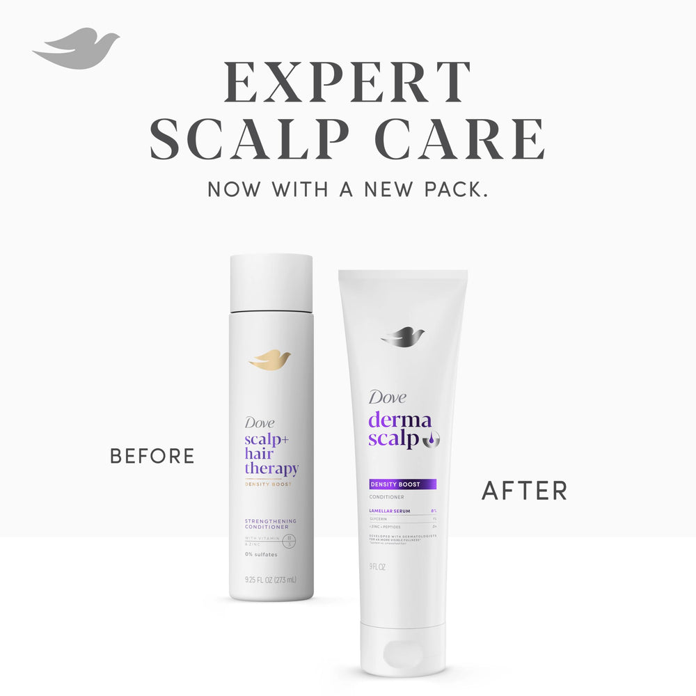 Dove Derma Scalp Density Boost strengthens hair from root to tip.