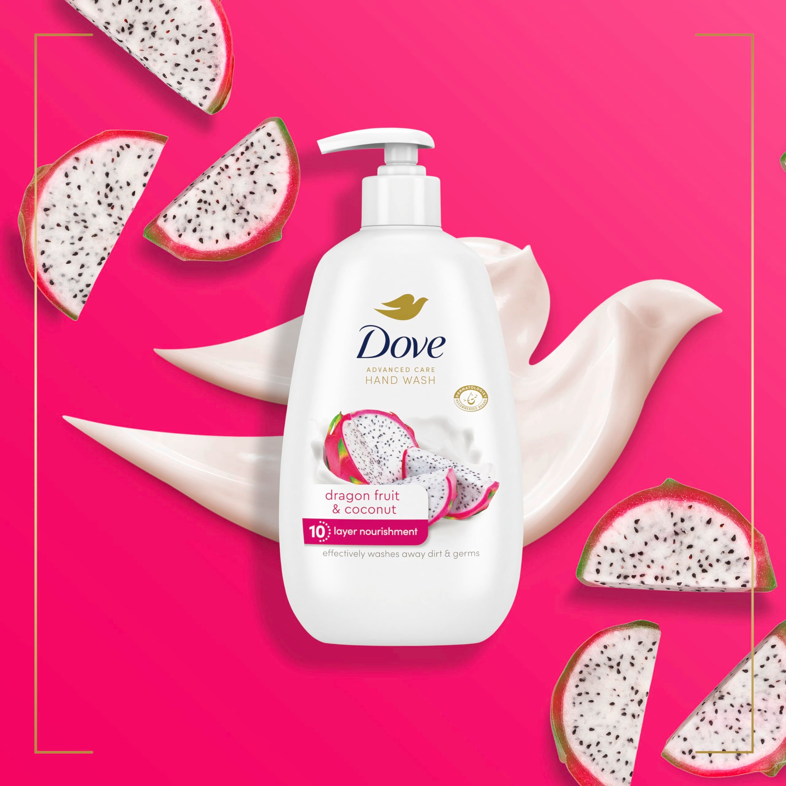 Dove Dragon Fruit & Coconut scent on hands after washing.